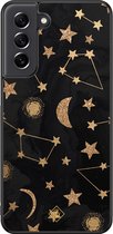 Casimoda® hoesje - Geschikt voor Samsung Galaxy S21 FE - Counting The Stars - Zwart TPU Backcover - Sterren - Zwart