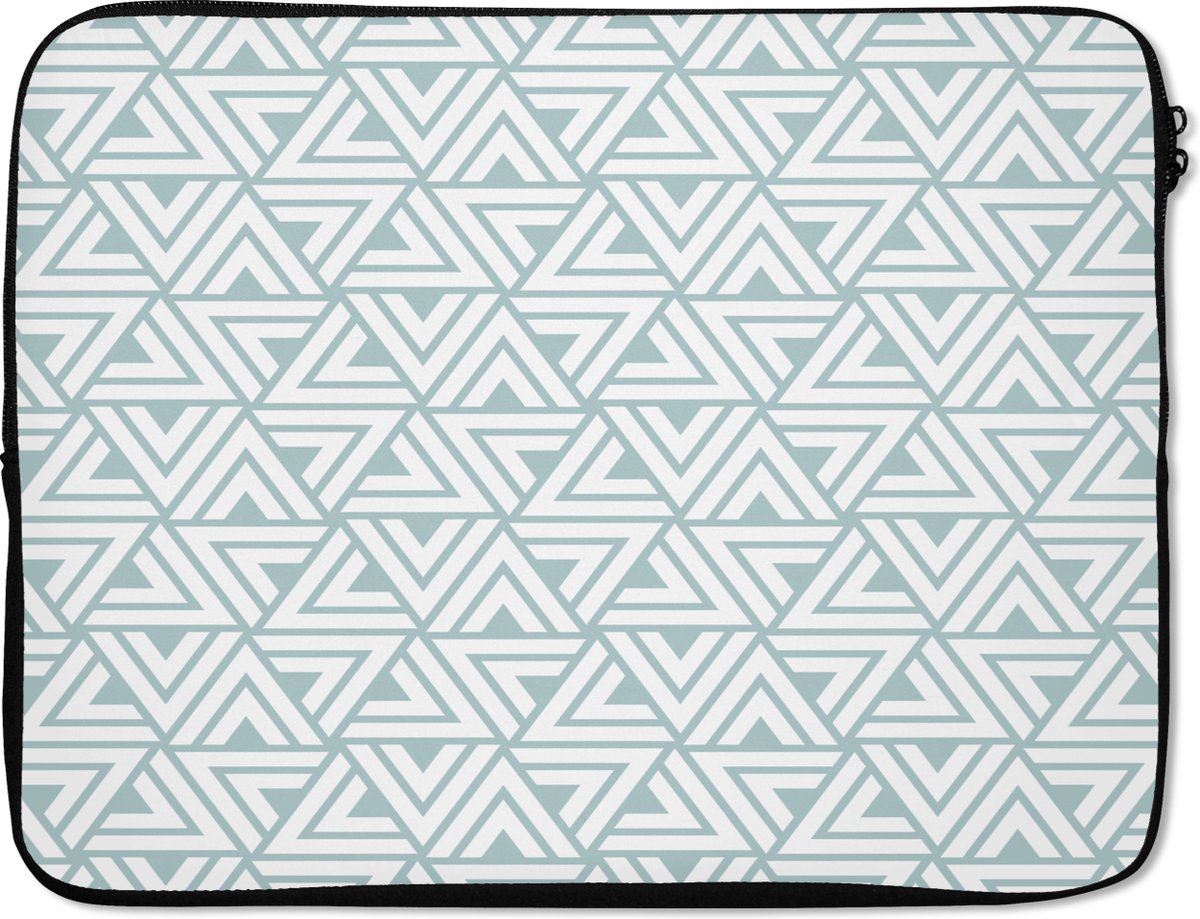 Laptophoes - Laptophoes - Design - Patronen - Driehoek - Lijn - Groen - 15 6 Inch - Laptop cover - Laptop