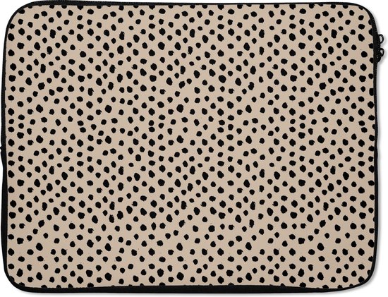 Housse pour ordinateur portable 17 pouces - Beige - Pois - Motifs - Zwart - Housse pour ordinateur portable