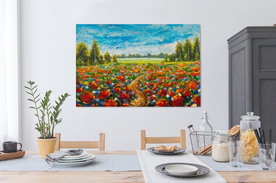 Toile Peinture Huile - Peinture - Fleurs - Paysage - 140x90 cm - Décoration murale