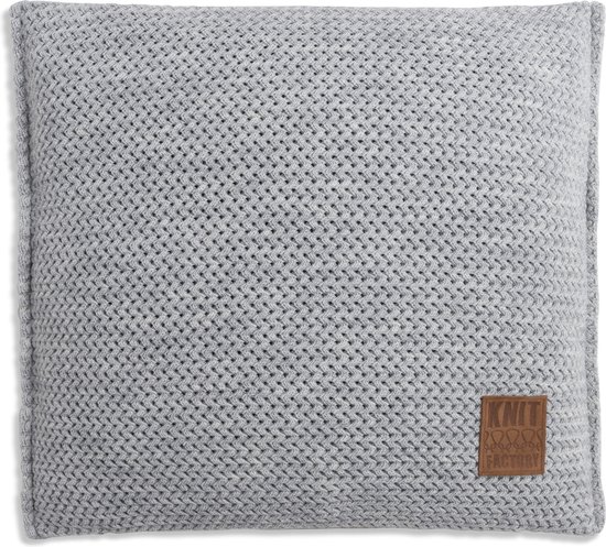Knit Factory Maxx Sierkussen - Licht Grijs - 50x50 cm - Kussenhoes inclusief kussenvulling
