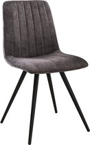 Lined Velvet - Chaise de salle à manger - lot de 4 - velours - gris - rayé - métal - noir