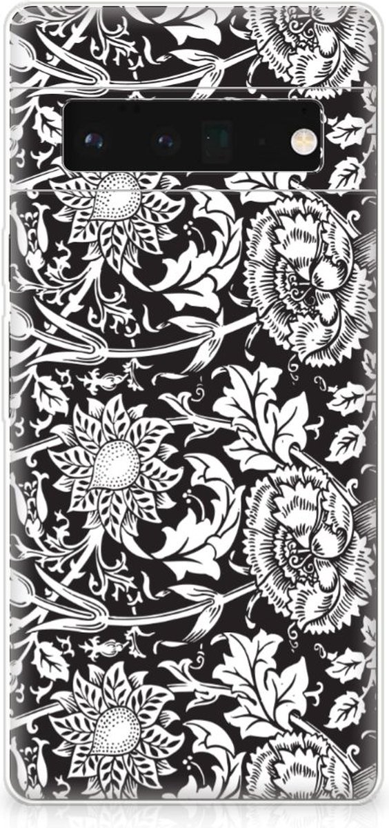 Google Pixel 6 Pro TPU Case Black Flowers