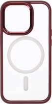 Shop4 - iPhone 14 Pro Hoesje - Luxe Bumper Back Case met Magneetfunctie Metaal Donker Rood