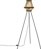 QAZQA evalin - Oosterse Vloerlamp | Staande Lamp - 1 lichts - H 140 cm - Zwart - Woonkamer | Slaapkamer | Keuken