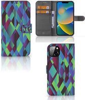 Bookcase iPhone 14 Plus Hoesje Abstract Green Blue
