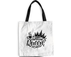 MuchoWow® Schoudertas - Strandtas - Big Shopper - Boodschappentas - Caffeine queen - Spreuken - Quotes - 40x40 cm - Katoenen tas