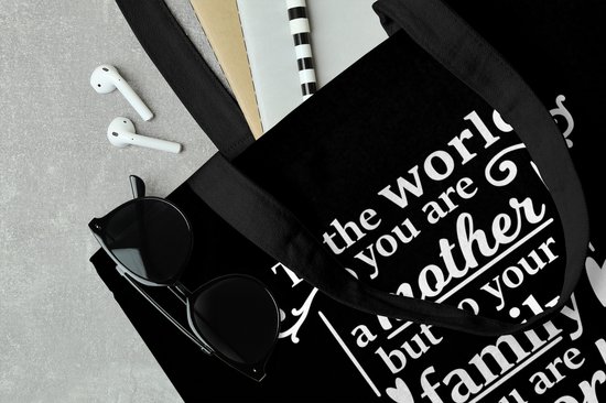 Sac Bandoulière - Sac De Plage - Shopper Fête Des Mères - Citation - Zwart - Wit - 40x40 cm - Sac Coton