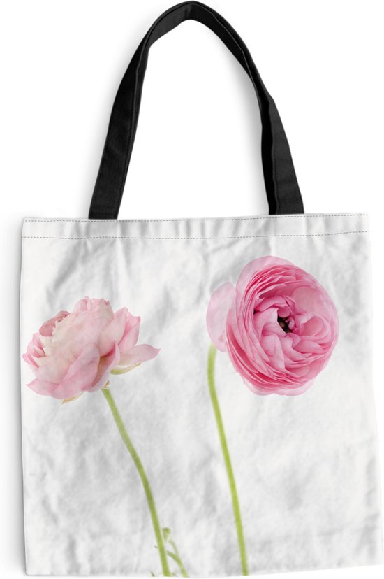 MuchoWow® Sac bandoulière - Sac de plage - Big Shopper - Sac shopping - Boutons d'or roses fond blanc - 45x45 cm - Sac en coton