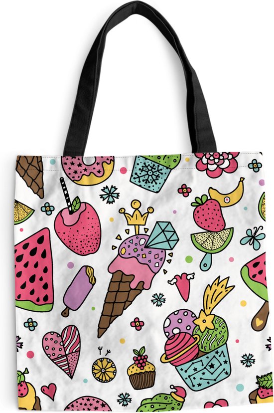 Schoudertas Strandtas Shopper Tiener Eten Hart Patronen 40x40 cm . bol