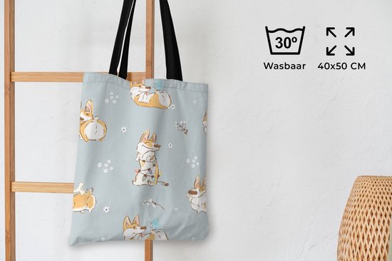 Sac Bandoulière - Sac De Plage - Motif Shopper - Chien - Corgi - 40x50 cm - Sac Coton