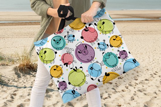 Sac Bandoulière - Sac De Plage - Shopper Mouton - Pois - Motifs - 50x40 cm - Sac Coton