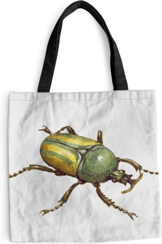 MuchoWow® Schoudertas - Strandtas - Big Shopper - Boodschappentas - Kever - Insecten - Waterverf - 45x45 cm - Katoenen tas