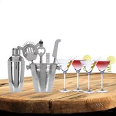 Excellent Houseware cocktails maken set 6-delig met 4x Martini glazen 220 ML