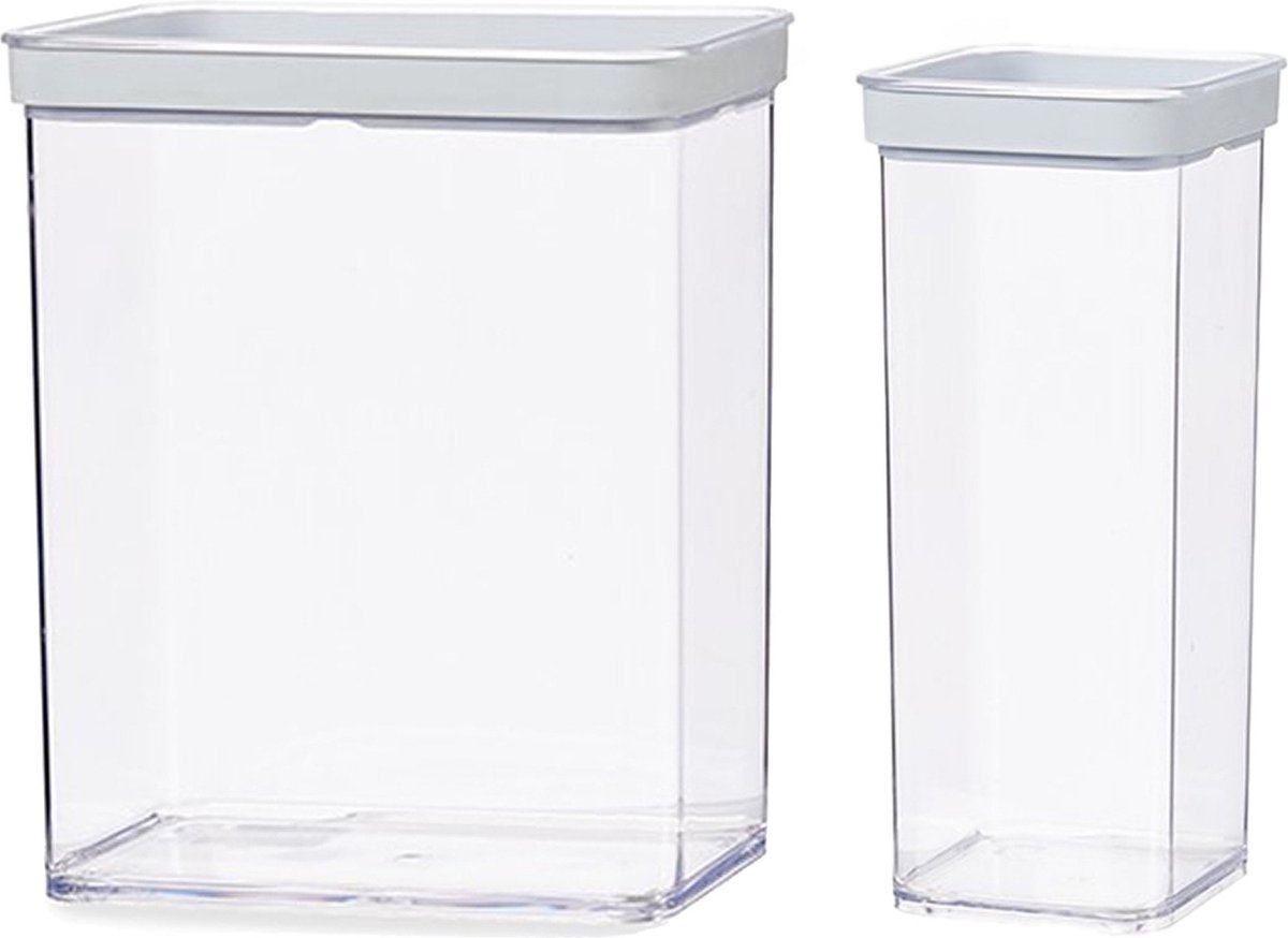 Gondol Plastics 6x kunststof voedsel voorraad potten/bakjes set met deksel 1.5 en 3.3 liter