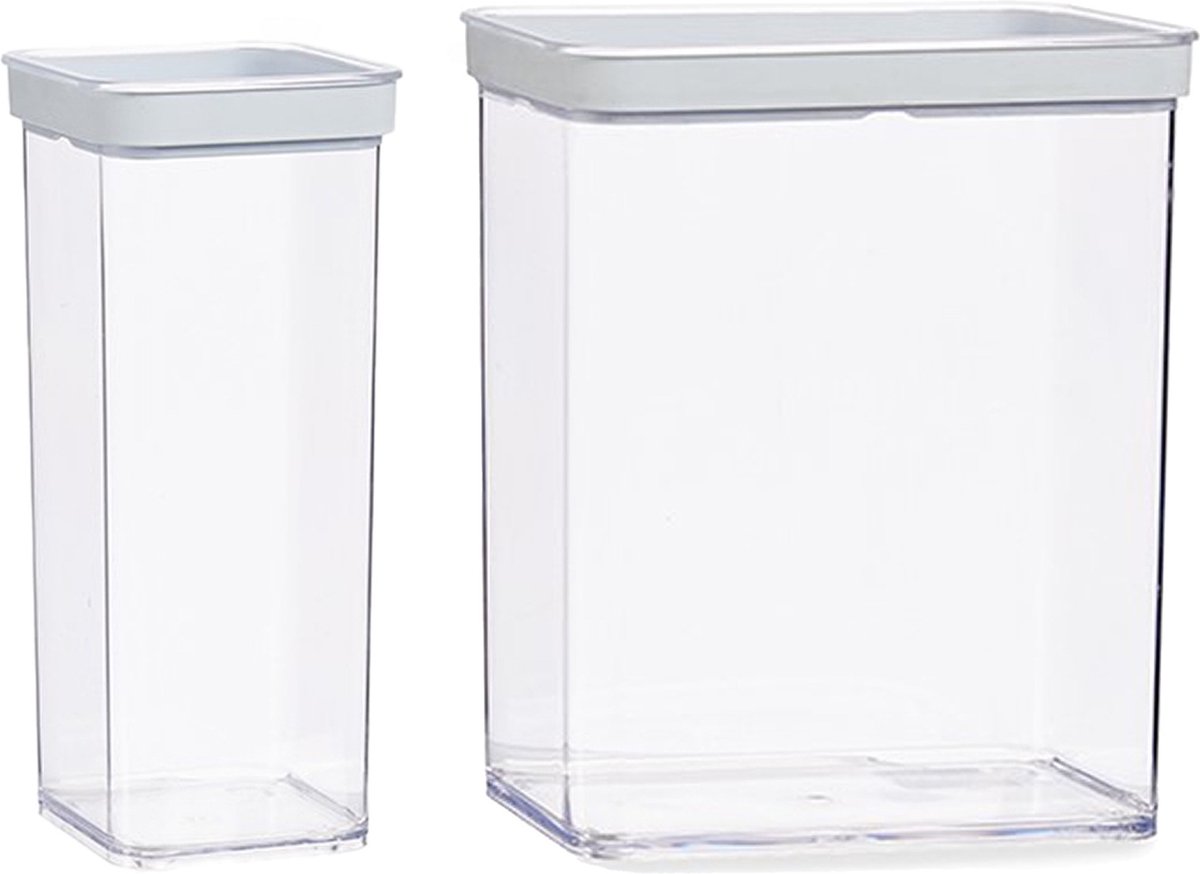 Gondol Plastics 5x kunststof voedsel voorraad potten/bakjes set met deksel 1.5 en 3.3 liter