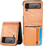 Geschikt voor Samsung Galaxy Z Flip 4 Book Case Hoesje - Flip Hoes Cover - Portemonnee Bruin