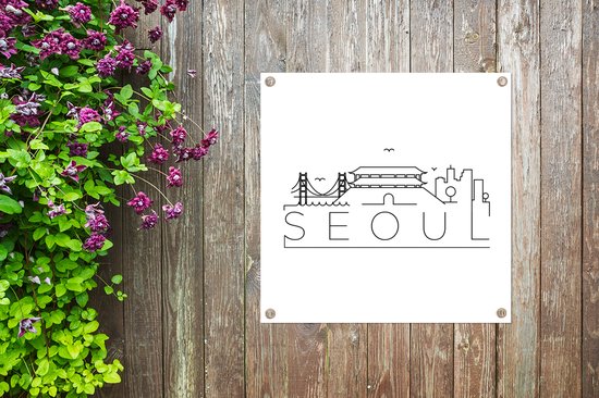 Skyline Seoul noir sur blanc 50x50 cm