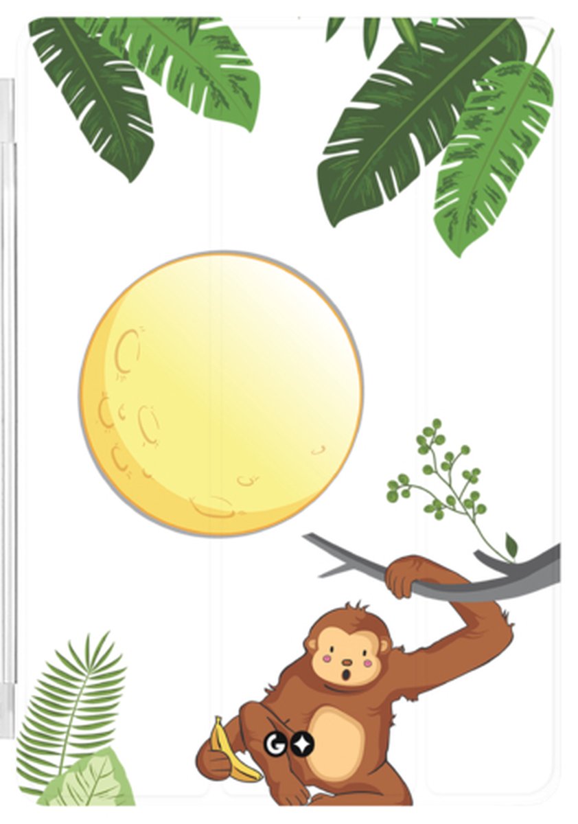 Smartcover geschikt voor Apple Ipad Mini 2021 - Standaard en bescherming - met magneten - Dierencollectie - Moonlight Monkey - Bruin