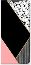 Bookcase Hoesje Motorola Moto G51 5G Smart Cover Black Pink Shapes