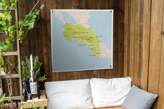 Illustration d'une carte avec le Costa Rica en affiche de jardin vert 100x100 cm - Toile de jardin / Toile d'extérieur / Peintures d'extérieur (décoration de jardin)