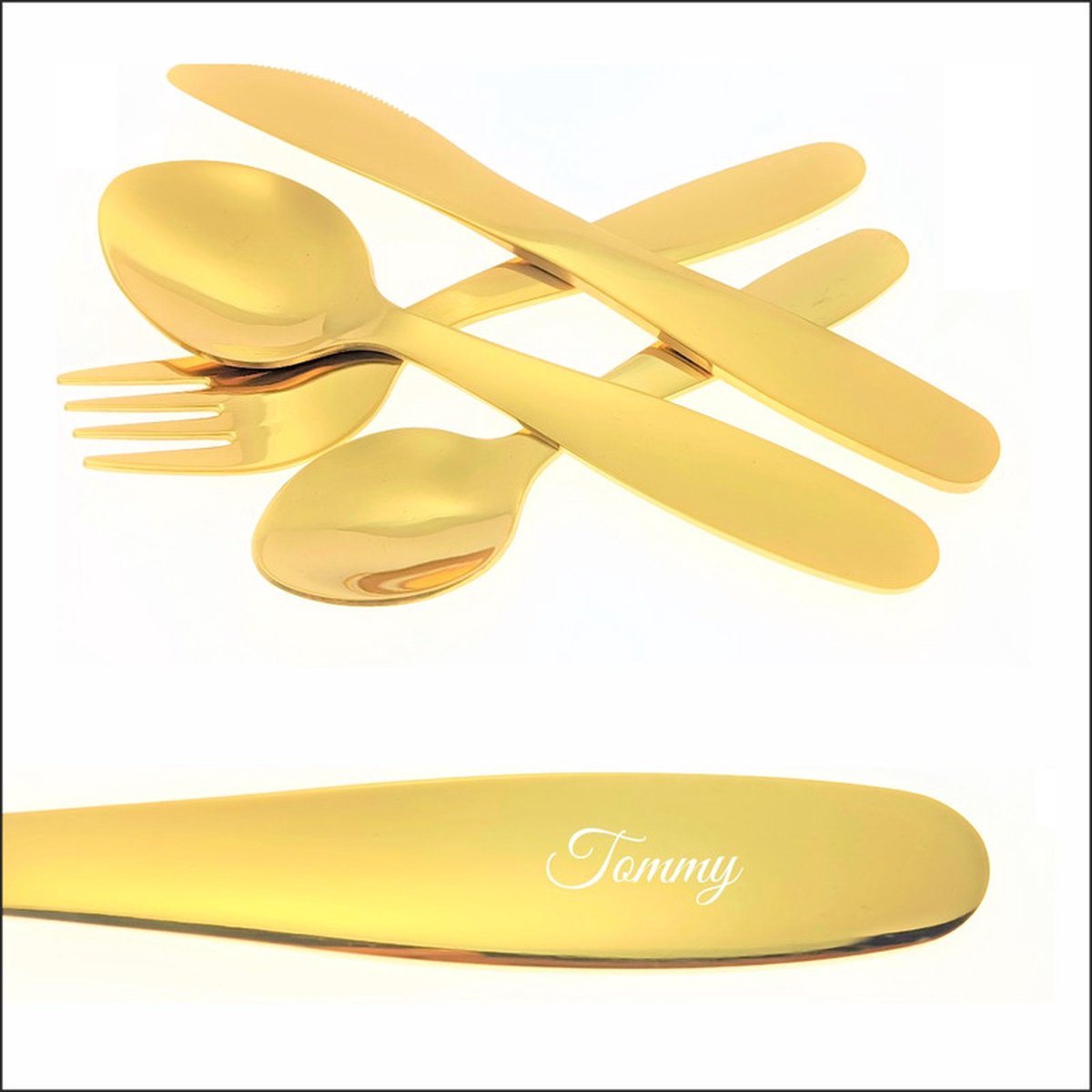 Goedkoopste Kinderbestek Met Naam Gravering - Tommy