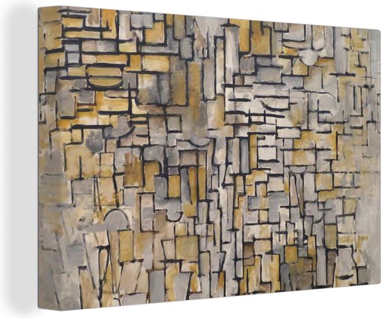 Toile - Peinture Art - Tableau no.1 - Mondrian - Maîtres Anciens - 90x60 cm - Décoration murale - Chambre