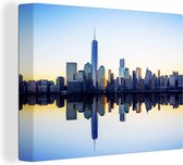 Canvas Schilderij Skyline - New York - Water - 120x90 cm - Wanddecoratie