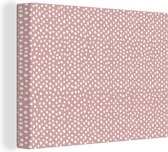 Canvas Schilderij Roze - Stippen - Wit - Patronen - 40x30 cm - Wanddecoratie