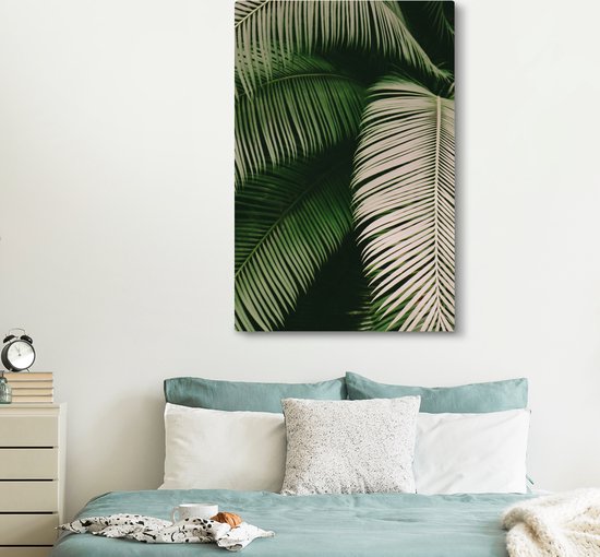 Tableau sur toile Feuilles de palmier - Été - Tropical - 120x180 cm - Décoration murale XXL