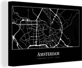 Canvas Schilderij Kaart - Stadskaart - Plattegrond - Amsterdam - 120x80 cm - Wanddecoratie