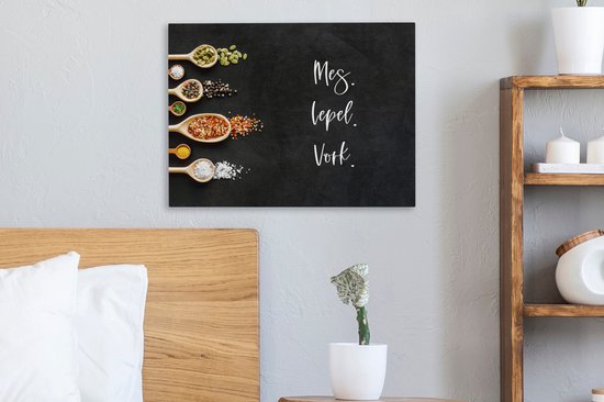 Tableau sur toile Cuisine - Proverbes - Couteau. Cuillère. Fourchette. - Citations - Couverts - 40x30 cm - Décoration murale