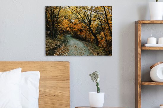 Toile Peinture Feuilles - Automne - Forêt - 40x30 cm - Décoration murale