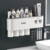 LuxeBass Tandenborstel Organizer | Tandenborstelhouder | Automatisch Tandpasta Dispenser | met Lade en Opbergvak voor Badkamer - LB545
