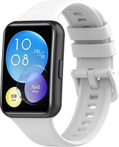 Siliconen Smartwatch bandje - Geschikt voor Huawei Watch Fit 2 siliconen bandje - wit - Strap-it Horlogeband / Polsband / Armband