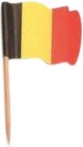 Cocktailprikker met vlaggetje - België - Wapperend - Hout - 65mm