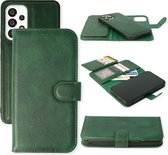 HB Hoesje Geschikt voor Samsung Galaxy A13 4G Groen - 2 in 1 Luxe Kunstlederen Portemonnee Book Case met Extra Vakken