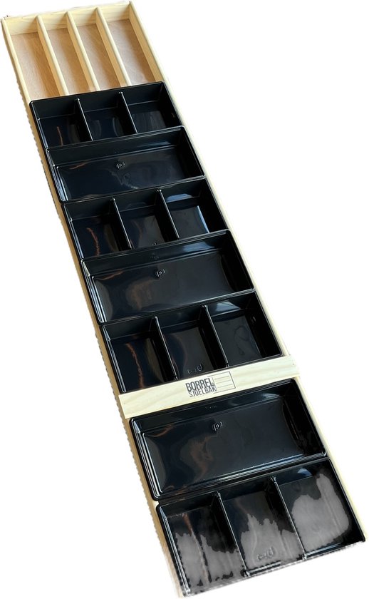 Sjoelbak - Borrelsjoelbak - hapjesplank - borrelplank - mini sjoelbak 120 cm met zwarte bakjes - kleine sjoelbakken