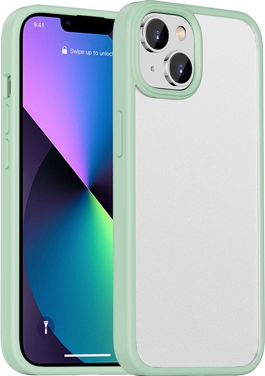 Mobigear Hoesje geschikt voor Apple iPhone 14 Plus Telefoonhoesje Hardcase | Mobigear Crystal Backcover Shockproof | Schokbestendig iPhone 14 Plus Telefoonhoesje | Anti Shock Proof - Transparant / Groen