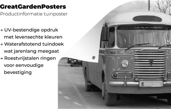 Affiche de jardin - Toile de jardin - Affiches extérieures - Bus Vintage à Malte - noir et blanc - Posters de jardin cm - Jardin