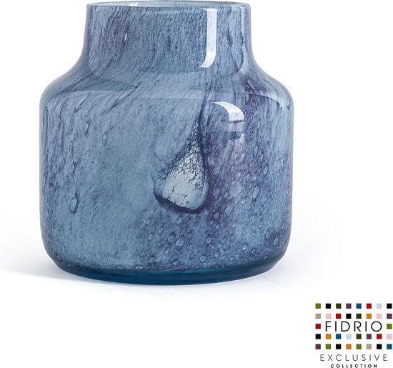 Design Vaas Pax - Fidrio PURPLE BLUE - glas, mondgeblazen bloemenvaas - diameter 19 cm hoogte 20 cm