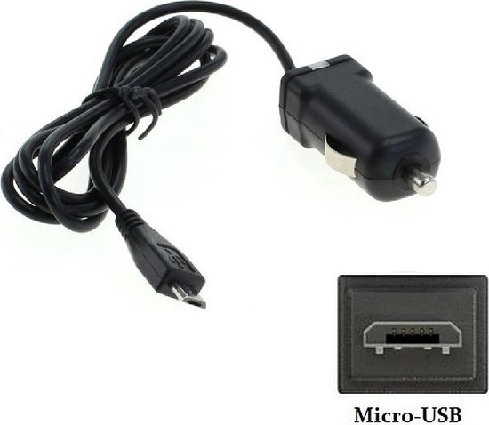1.0A Micro USB auto oplader 1 m lang snoer. Autolader adapter past op o.a.  Prestigio... | bol.com