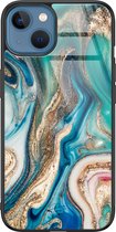 Hoesje geschikt voor iPhone 13 - Magic marble - Luxe Hard Case - Marmer - Groen - Mooie Telefoonhoesjes