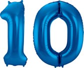 Ballon Numéro 10 Ans Blauw Hélium Ballons Décoration D'anniversaire Numéro Ballon Décoration De Fête Avec Paille - 86cm