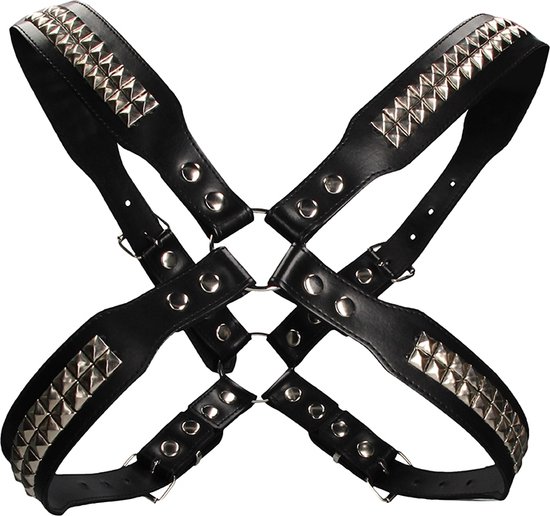 Shots Uomo Men's Pyramid Stud Body Harness - Black