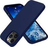 Mobiq - Liquid Siliconen Hoesje iPhone 14 Pro - donkerblauw