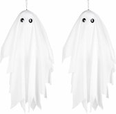 Set van 2x stuks hangende horror decoratie spook 48 cm met beweging en geluid - Halloween poppen