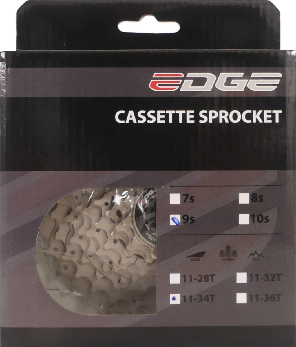 9-speed cassette Edge CS-M5009 11-34T - Zilver