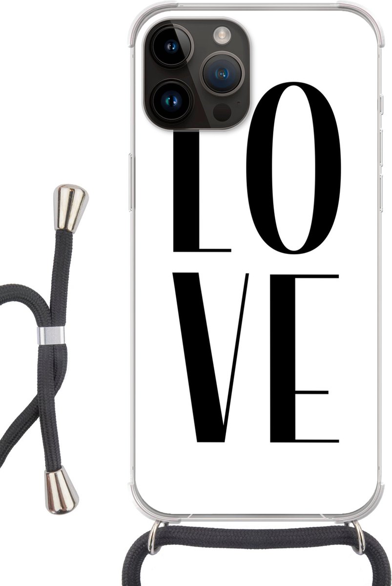 Telefoonhoesje Geschikt voor Apple Iphone 14 Pro Max - Spreuken - Love - Quotes - Siliconen - Crossbody - Backcover met Koord - Telefoonhoesje met koord - Hoesje met touw Telefoonhoesje