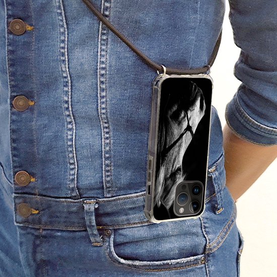 Étui de téléphone adapté à Apple iPhone 14 Pro - Cheval - Licol - Léger - Siliconen - Bandoulière - Coque arrière avec cordon - Étui de téléphone avec cordon - Étui avec corde Étui de téléphone
